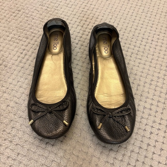 Me Too Lilo Brown Textured Bow Tie Leather Wedge Flats 10 - Picture 4 of 12